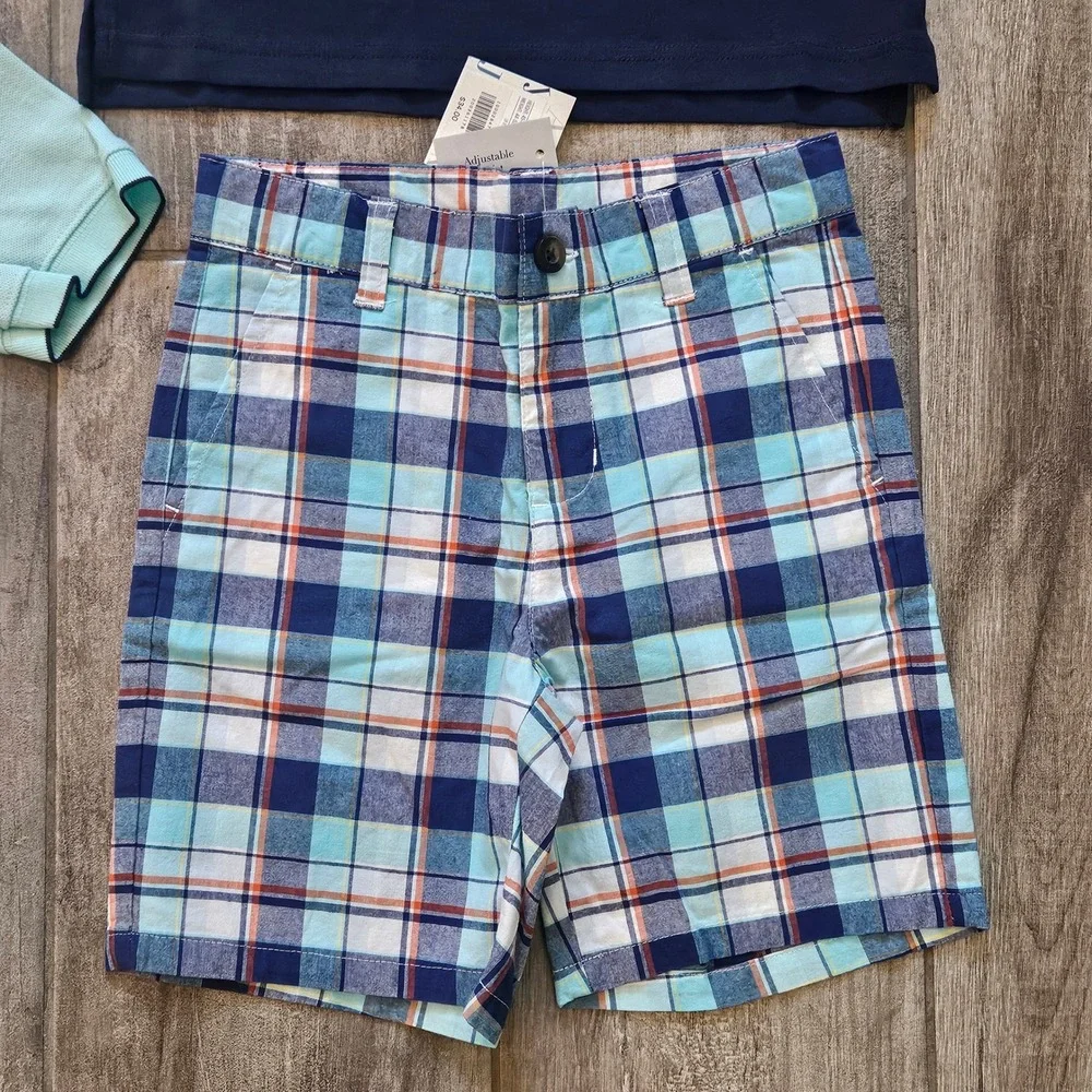 Janie and Jack Polo Shorts Lot of 4 Kids 6 Pink Navy NEW Summer Preppy Nautical